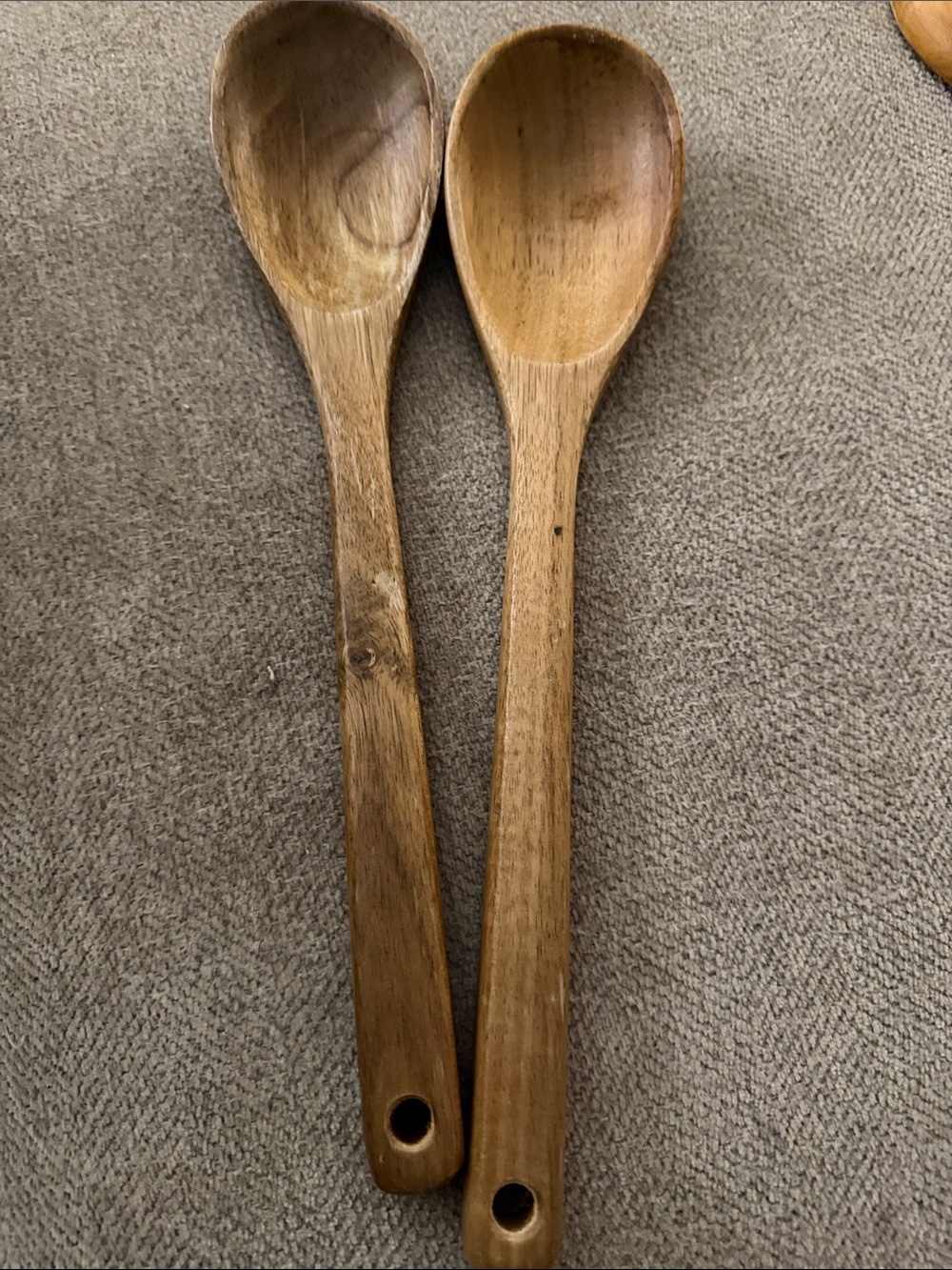 Handcrafted Brown Wooden Cooking Spoons - Set of 2